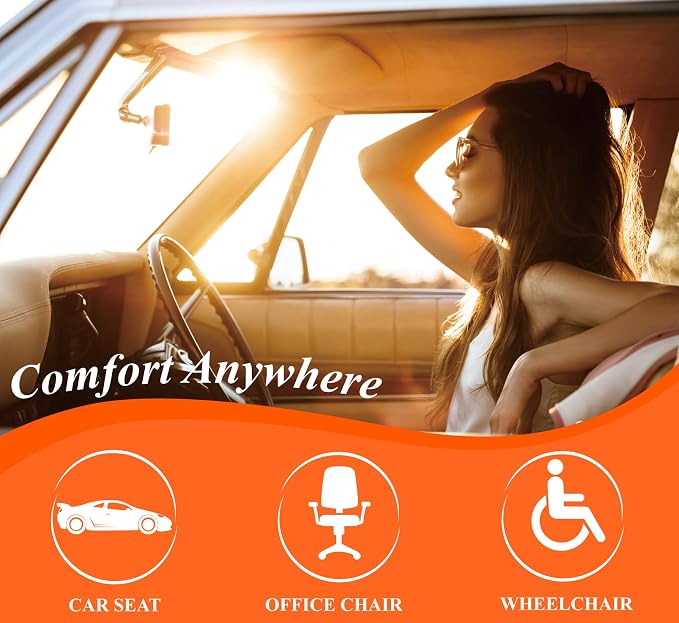 kingphenix Memory Foam Car Seat Cushion for Driver and Office Chair Comfort | 1.2-Inch-Thick Memory Foam Seat Pad, Soft, Breathable Fabric, Non-Slip Silicone Bottom for Long Drives and Office Use, Gray