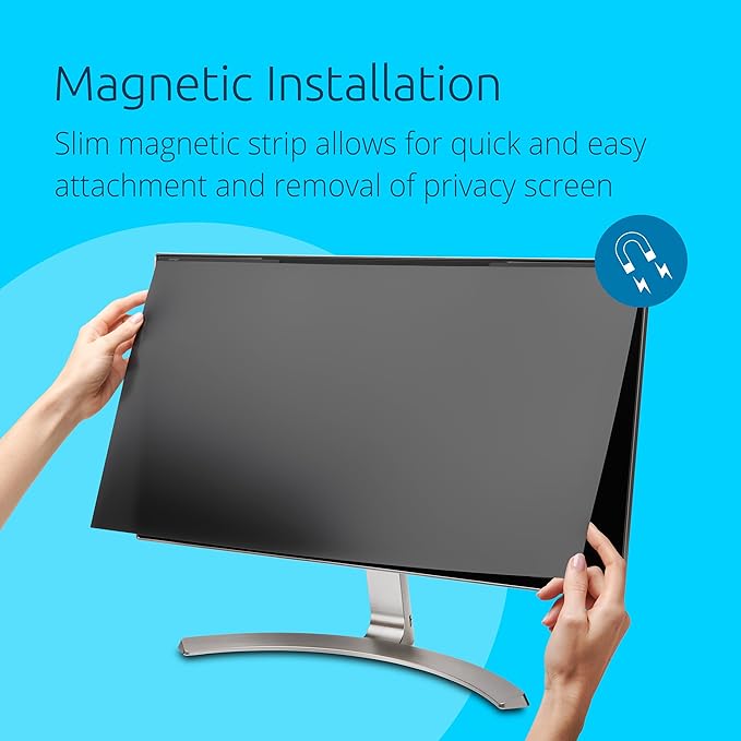 Kensington MagPro 24 Inch Magnetic Computer Privacy Screen for Desktop, Removable 16:10 Computer Privacy Filter, Anti-Glare Blue Ray Reduction, Compatible with Slim Bezel Monitors, K55423WW