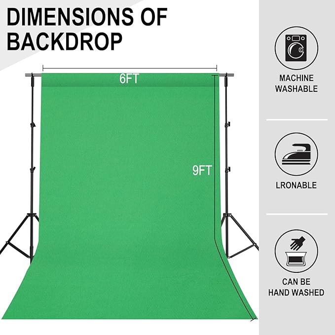 GFCC Green Screen - 6FTX9FT Green Screen Backdrop Photo Backdrop for Photoshoot Background for Photography Screen Video Recording Picture Background