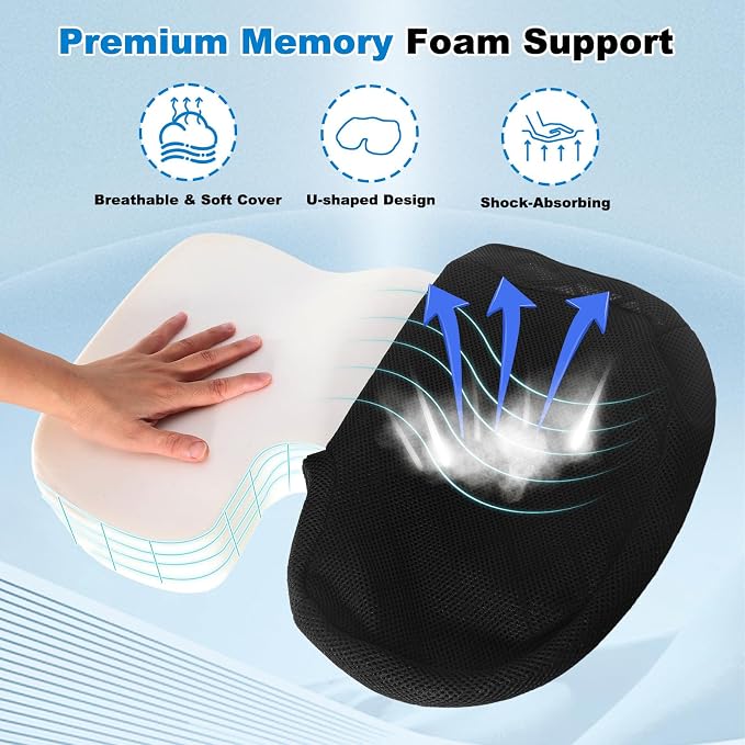 Lawn Mower Seat Cushion - Memory Foam Cushion for Riding Lawn Mower, Shock-Absorbing Seat Pillow for Long Hours of Operation, Ergonomic Cushions for Tailbone Pain Relief, Sciatica and Back Support