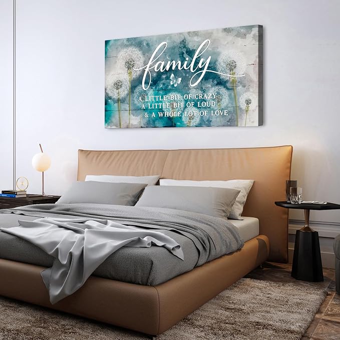 AIYISU Inspirational Family Wall Art Farmhouse Home Decor Dandelion Botanical Canvas Prints Rustic Family Saying Sign Kitchen Artwork for Living Room Dining Room Hallway Home Decoration 30x60