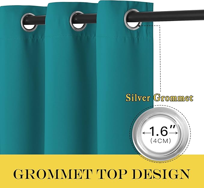 NICETOWN Blackout Doorway Curtain & Drape 84 inches Length - Light & Sound Blocking Thermal Curtain Solid Grommet Window Drape for Living Room (Peacock Teal, 1 Piece, W66 x L84)