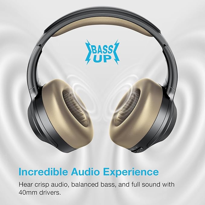 Upgrade Pro‑level Hybrid Active Noise Cancelling Headphones with HD Sound, Wireless Bluetooth Headphones Over The Ear Unequaled Comfort, Vivid Deep Bass, for Home Office Travel Birthday Gift Pcs