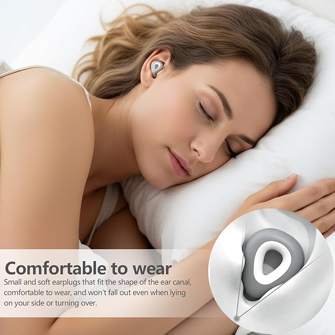 Ear Plugs for Sleeping Noise Cancelling - Grey Reusable Earplugs for 24dB Noise Reduction Snoring Concerts Sleep Deep Focus Work Travel Study, Silicone Flexible Hearing Protection Ear Plugs +3Tips