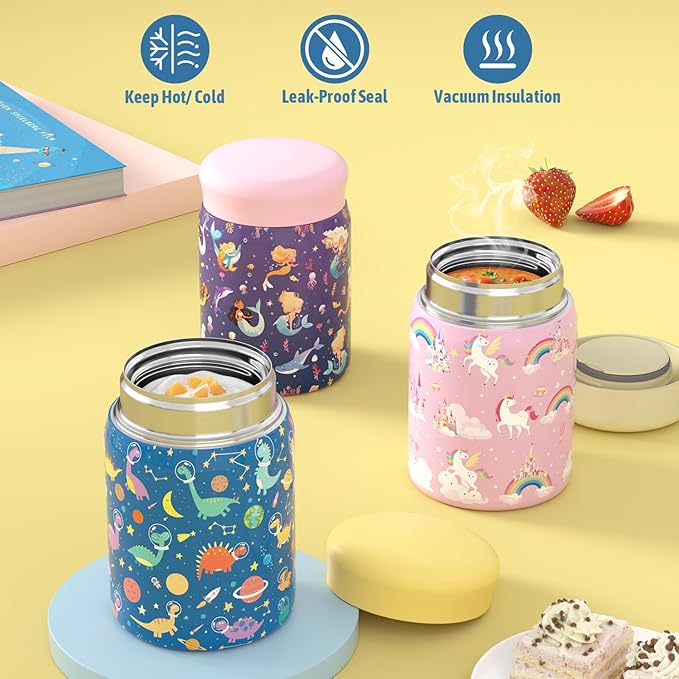 Kids Bento Lunch Box with Thermo Leak-Proof Snack Lunch Containers with Insulated Lunch Bag Utensils Set Back to School Supplies Gifts for Boys and Girls Toddlers Kindergarten Lunch Accessories Blue