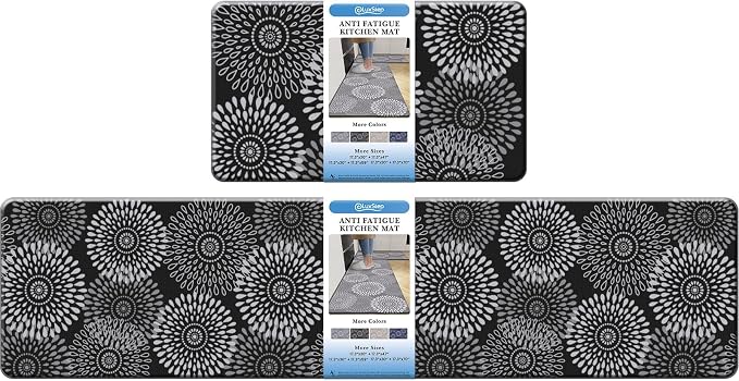 LuxStep Kitchen Mat Cushioned Rugs Anti-Fatigue Mats for Kitchen Floor,Waterproof Non-Slip Mats and Rugs Set for Office,Floor,Laundry 17.3"×30"+17.3"×70",Black