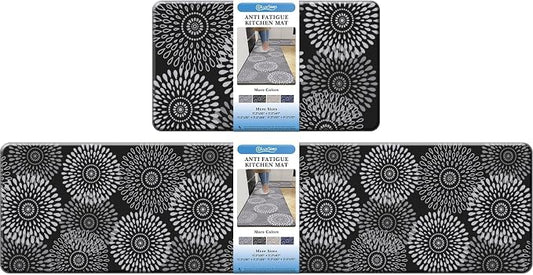 LuxStep Kitchen Mat Cushioned Rugs Anti-Fatigue Mats for Kitchen Floor,Waterproof Non-Slip Mats and Rugs Set for Office,Floor,Laundry 17.3"×30"+17.3"×70",Black