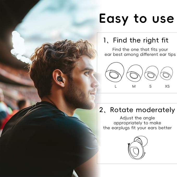 Noise Canceling Earplugs for Sleep and Concentration– New Flexible Earplugs for Better Attenuation – 2 Pair Reusable –Deal for Side Sleepers &Noise Sensitive Person – 27dB Noise Cancellation–Black