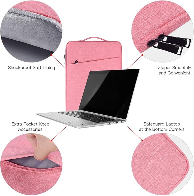17 17.3 Inch Laptop Bag for Women, Carrying Computer Notebook Sleeve Case for Acer Chromebook 17/ Dell Inspiron/MSI/HP Envy Pavilion/ASUS/Lenovo IdeaPad College School Office Travel,Pink