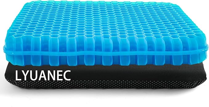 Gel Seat Cushion for Long Sitting - 16.5" x 14.5" x 2.4" (Extra Thick＆Soft) | Gel Cushion for People Over 185 lbs, Pressure Relief Cushion for Office Chair, Egg Cushions for Wheelchair, Gel Pad for Car