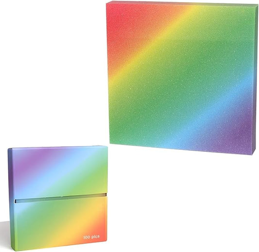 MOLOVA 100 Sheets Transparent Sticky Notes 3"x3", Pull-Out Design Self-Stick-Notes, Frosted Clear See Through, Waterproof, Easy to Post It for Office, Home, Notebook, Meeting, Reusable（Rainbow Pop-up）