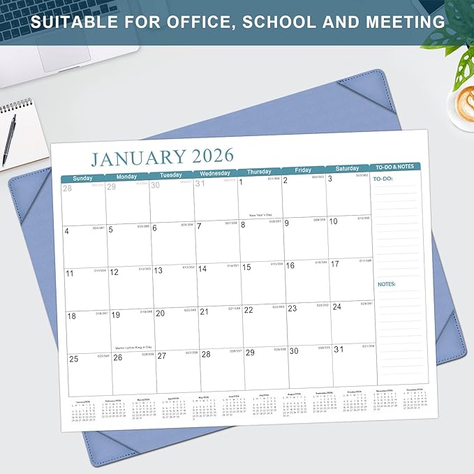 KOPEESY Desk Calendar 2026-2027, New Year Large Desk Calendar with Desktop Mat, 18 Months from January 2026 to June 2027, 22” x 17” Desktop Monthly Planner for Home or Office School