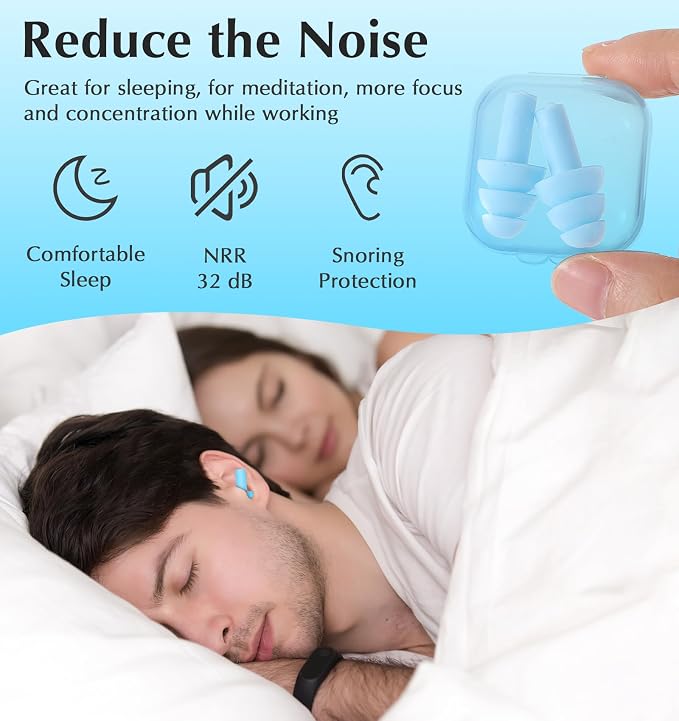 6 Pair Reusable Ear Plugs for Sleeping, Rubber Ears Plug for Big & Small Ear Canals Soft Noise Cancelling Earplugs for Travel Sleeping, Comfortable Fit, Multi-Color Generally Suitable for Most People