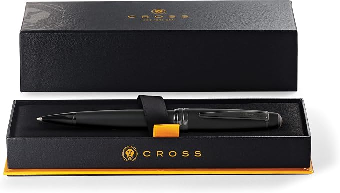 Cross Bailey Matte Black Lacquer Rollerball Pen - Refillable Pen for Smooth Writing - Well-Balanced, Distinctive Design - Easy Handling - Comfortable Grip - Gift-Ready Black Ink