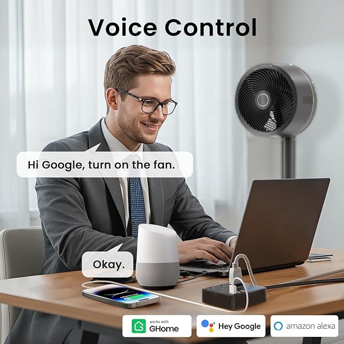 GHome Smart Plug Power Strip Works with Alexa & Google Home - 3 Individually Controlled Smart Outlets Switches 3 USB Ports, 4FT Extension Cord, WiFi Power Strip, Multi-Plug Extender for Home Offices