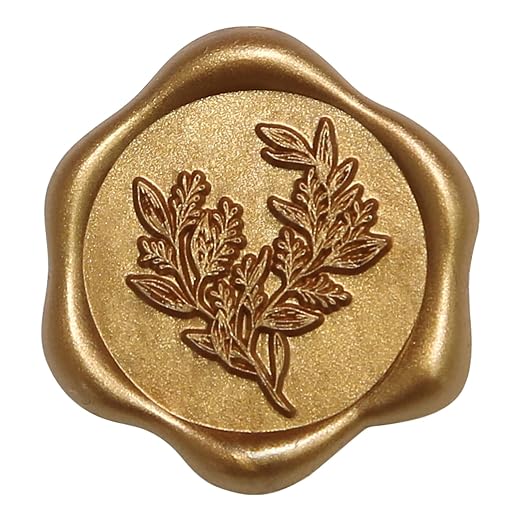UNIQOOO Wax Seal Stickers - Eucalyptus Wedding Invitation Envelope Seal Stickers, 50 Pcs Self- Adhesive Antique Gold Stickers, Perfect for Invitation, Christmas, Gift Wrapping, Party