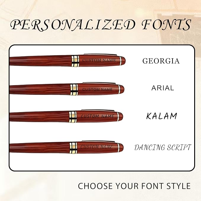 Personalized Ballpoint Engraved Pen with Name Engraved, Elegant Executive Gift for Men Women Boss Teacher Coworker Father's Day Birthday Anniversary (Beech wood color)