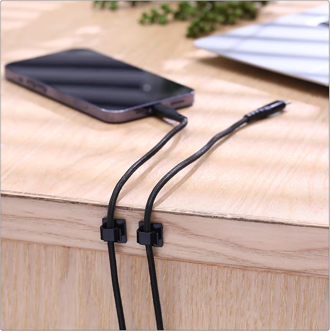 Hicarer 100 Pcs Christmas Light Clips Adhesive Hooks for Outdoor String Cable Wire Clips Adhesive Wire Management Cord Holder for The Wall, Under Desk, Car, Home and Office (Medium, Black and Red)