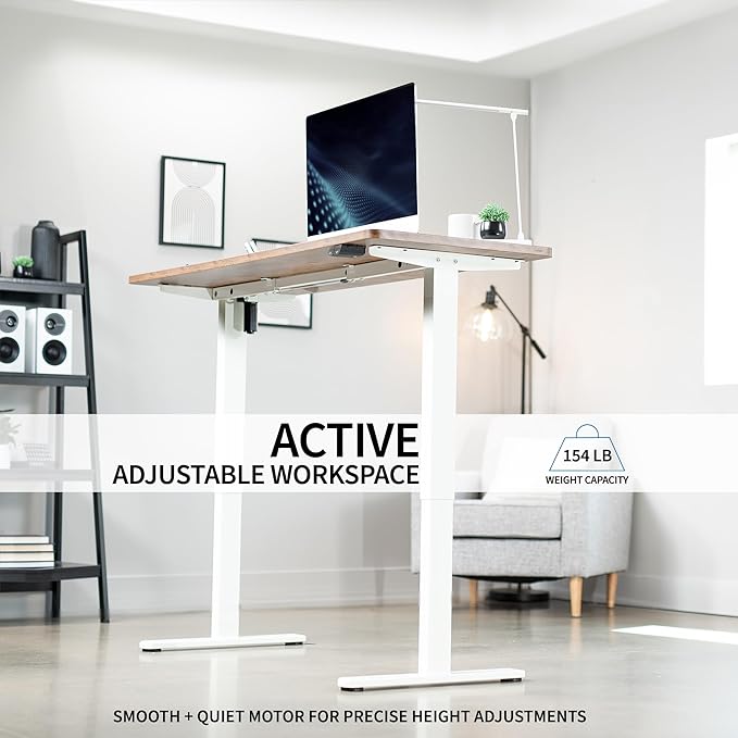 VIVO Electric 60 x 24 inch Stand Up Desk, Height Adjustable, White Dry Erase Top White Frame, Home and Office Furniture Sets, DESK-KIT-W06WE