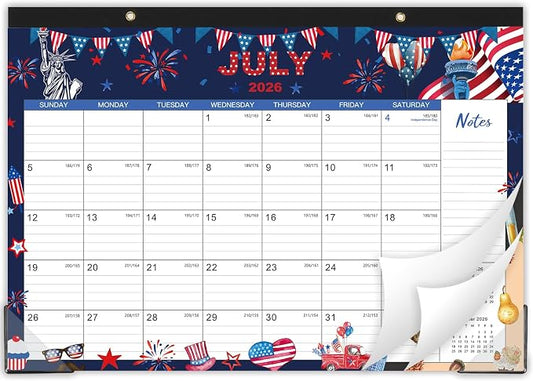 2026-2027 Desk Calendar - Jul. 2026 - Dec. 2027, 12" x 17", 18 Months Calendar Pad with Corner Protectors, Cutting Line, Hanging Hole, Large Office Desktop Calendar - 18 Different Themes