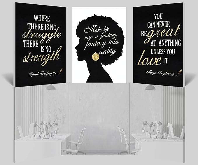 3 Piece Inspirational Wall Art, Office Pictures for Wall Decor, Motivational Quote Canvas Wall Art for Women, Inspirational Quote Poster Framed Artwork for Home Study Room Wall Decoration 20”x30”x3Pcs