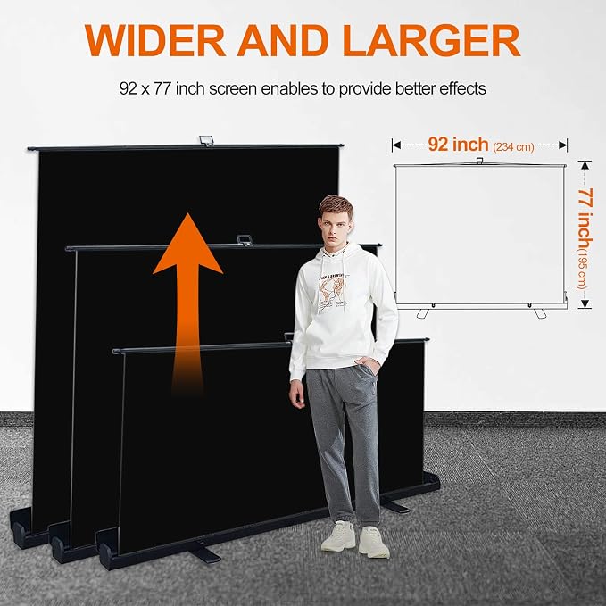 EMART 77x92in Collapsible Chromakey Panel Black Screen for Photo Backdrop Video Studio,Portable Pull Up,Solid Aluminium Base Wrinkle-Resistant Fabric,Auto-Locking Air Cushion Frame