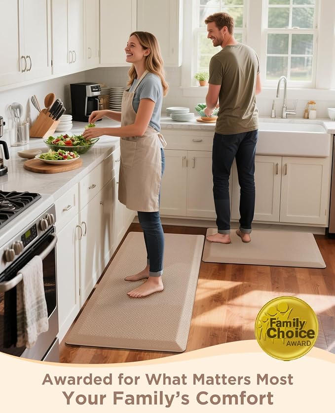 Ophanie Kitchen Mats for Floor,3/4 inch Thick,20x70 Anti Fatigue Cushioned Mat with 99+ Pairs of Anti-Slip Bottom Ridges,Kitchen Rugs,Waterproof,Comfort Ergonomic Standing Mat for Office,Home,Sink