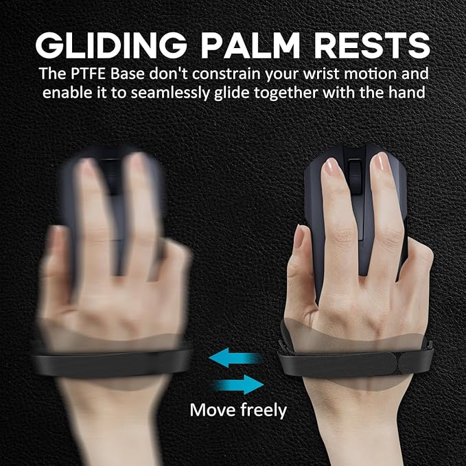 JIKIOU Advanced Ergonomic Right-Handed Gaming Wrist Rest for Mouse 2 Pack | Superior Support for Serious Gamers - Anti-Fatigue, Smooth Glide with the Adjustable Removable & Comfortable Strap, Black