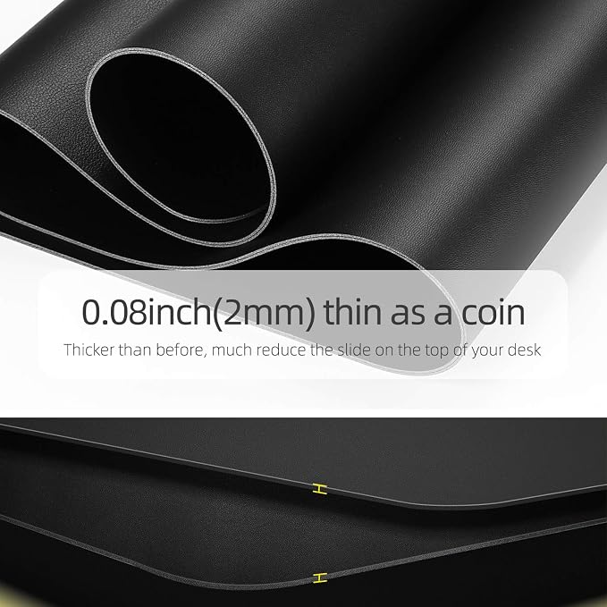 YSAGI Dual-Sided Desk Pad Protector, Desk Mat with Non-Slip - Waterproof PU Leather Office Desk Blotter for Mouse, Keyboard, Writing,35.4" x 17", Black