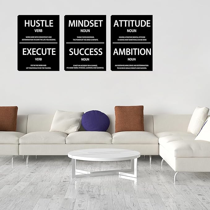 Halioyo 3 Pieces Motivational Wall Decor - 12 x 16 Inspirational Wall Art for Bedroom Living Room Motivational Posters Mindset Canvas Painting Picture Home Decoration Office Decor