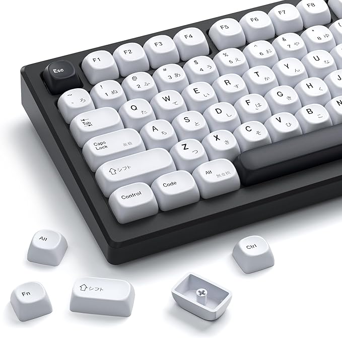 XVX PBT Keycaps - White Keycaps MOA Profile, Japanese Key caps 75 60 100 Percent, Dye-Sublimation, Custom 137 Keys Set for 100%, 75%, 65%, 60% Mechanical Keyboard, Bow