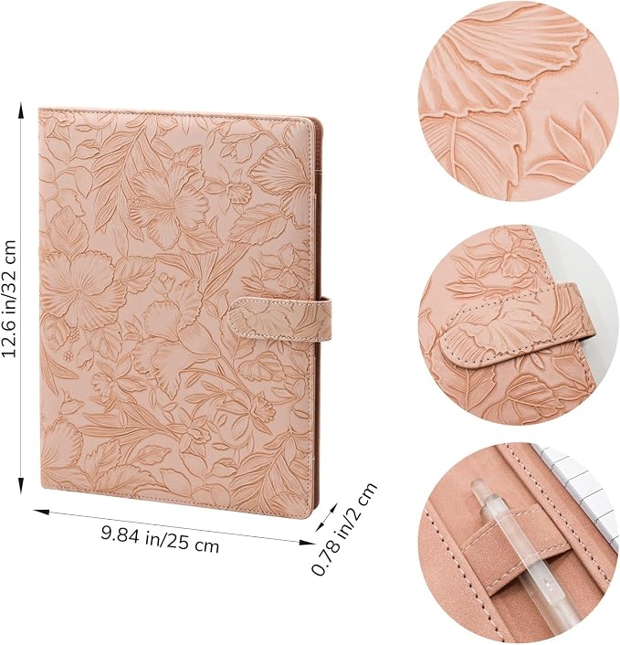 VANRA Padfolio Portfolio Binder Faux Leather Interview Resume Folder with Notepad, Document Organizer Card Holder, Letter-Sized Notepad Portfolio Organizer for Business School Office (Pink)