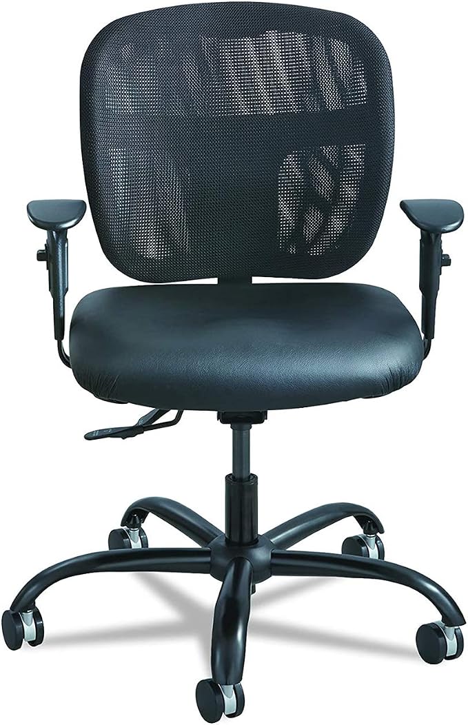 Safco Vue Intensive-Use Big and Tall Office Chair, Ergonomic and Height-Adjustable Swivel Seat with Breathable Mesh Back, Heavy-Duty Powder-Coated Base