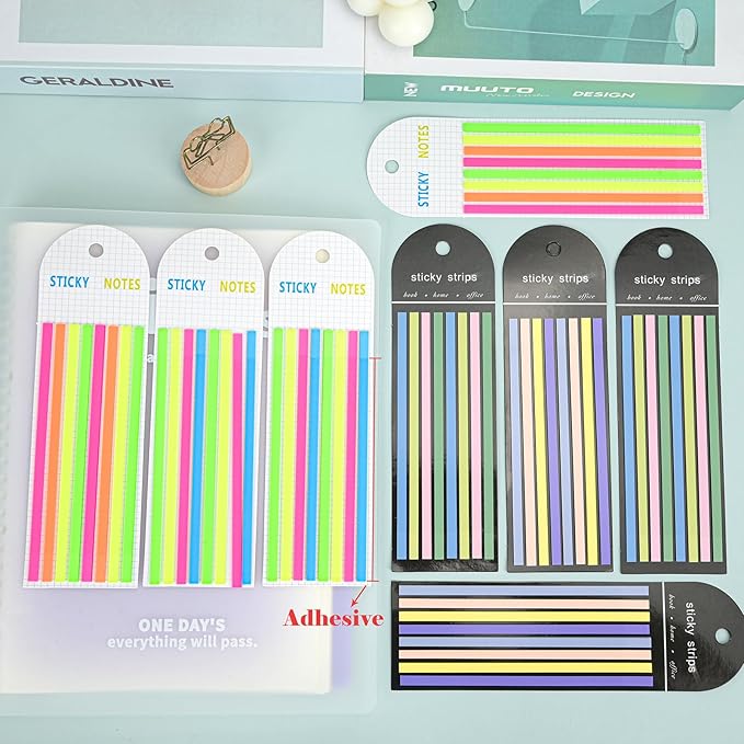 Temiary 1280Pcs Transparent Highlighter Tape Reusable, Clear Sticky Tabs for Annotating Book Markers, Aesthetic Long Highlighting Strips for Office School Supplies