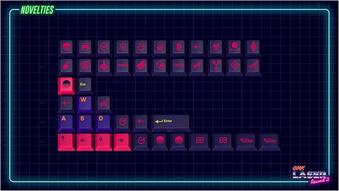 Drop + MiTo GMK Laser Custom Mechanical Keyboard Novelty Keycap Set - 44-Keys, Doubleshot ABS, Cherry Profile (Novelties)