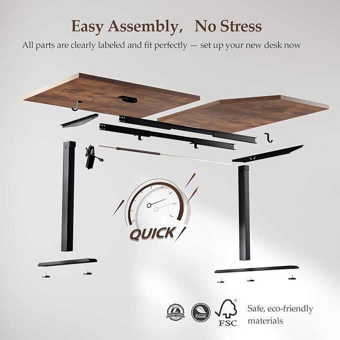 Klicelor L Shaped Standing Desk 63 x 35.4 Inch, Electric Height Adjustable Corner Desk for Home Office Workstation, Ergonomic Sit Stand Computer Table with Memory Controller, Rustic Brown