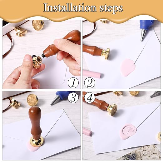 Chrisfall 6 Pcs Wflower Wax Seal Stamp Set with Removable Wooden Handle Floral Stamps Botanical Sealing Stamper Kit for Wedding Party Invitation, Gift Packaging, Envelope, Cards(Fresh Style)