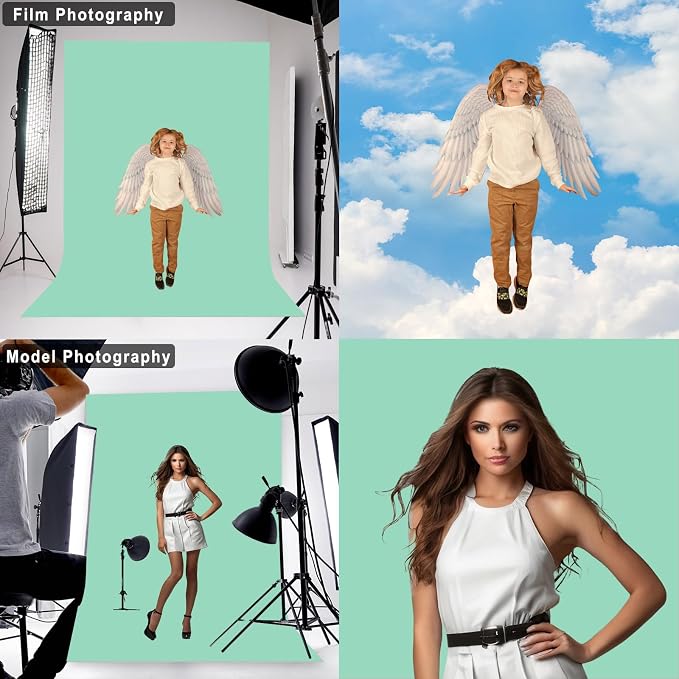 MintGreen Backdrop for Photoshoot Professional Photo Backdrop Background Curtain for Product Photography Portraits Wedding Party Live Streaming Video Recording 7X10 FT
