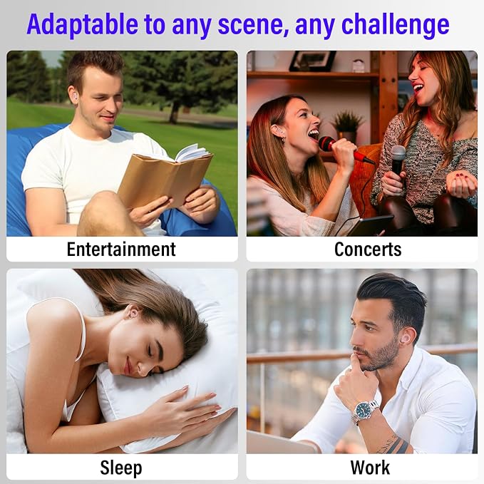 Ear Plugs for Sleeping Noise Cancelling, Reusable 35-46dB Noise Reduction Earplugs with 7 Silicone Ear Tips & Carry Case, Comfortable Hearing Protection for Sleep, Work, Study, Travel & Concerts Pink