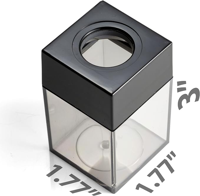 Officemate Small Clip Dispenser with Magnetic Top, Clear/Black (93687) (Pack of 2)