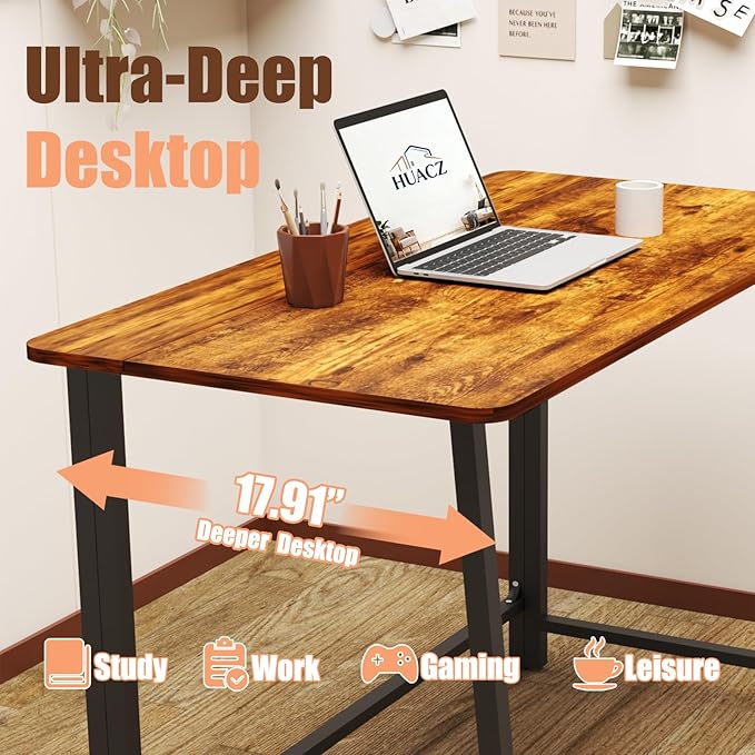 31.5" Folding Desk for Small Spaces, Foldable Computer Table for Home Office, Study,Bedroom,Dorm,Craft, Space Saving,Small Writing Work Office Compact Computer Desk,Easy Assembly,Rustic Brown