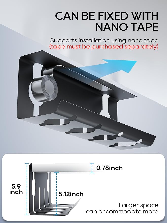 NODOCA No Drill Under Desk Cable Management Tray, 17'' Wire Management, Punch-Free Clamp on, Metal Cable Tray, Wire Organizer Under Desk, Under Desk Basket for Office and Home, Black(2 Packs)