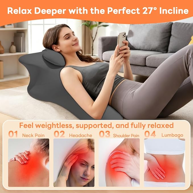 Memory Foam Wedge Pillow, Intimacy Positioning Pillow for Reading | 27° Angled Ergonomic Positioning Pillow, Contoured Back & Neck Support, Multi-Functional Body Pillow with Removable Cover