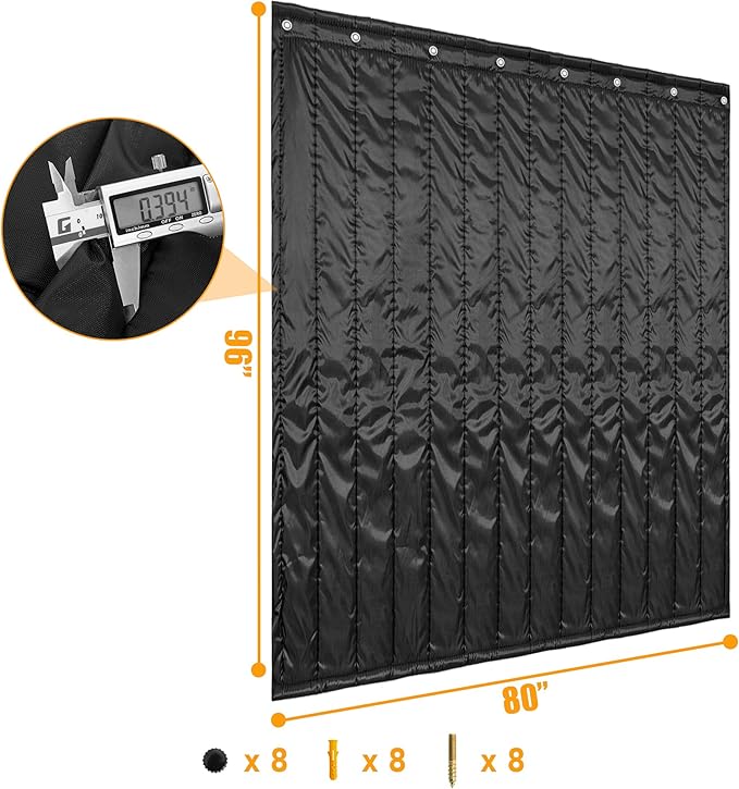 Extra Large Sound Dampening Blankets, 96" x 80" Sound Absorbing Blanket Sound Absorbing Curtains - 0.4" Thickness, Noise Reducing Blackout, Recording Studio Acoustical Treatments, Black