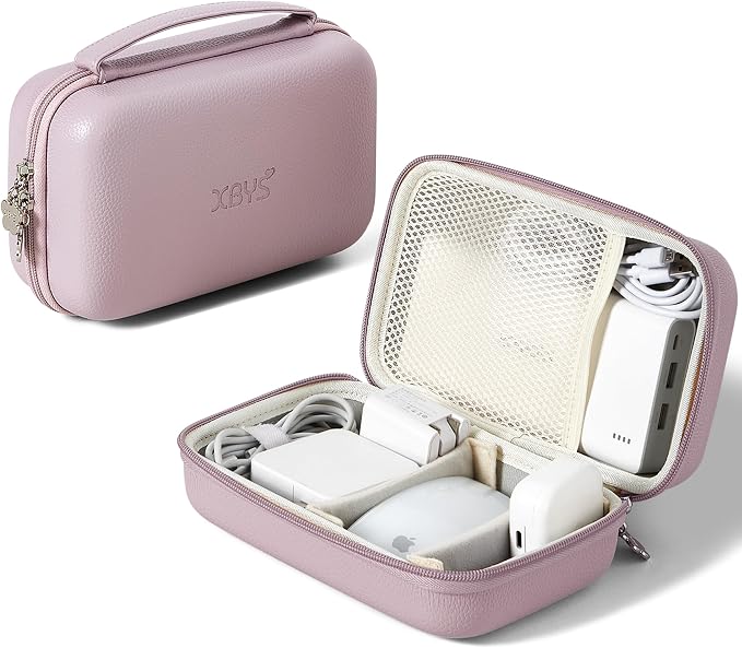 Charger Case for Macbook, Portable Tech Electronic Organizer Bag, Small Travel Storage Pouch for Laptop Accessories, MacBook Power Adapter, Charging Cords, USB Drives, Power Bank (Purple, XL)