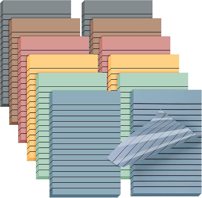 Yinder 6 Pack 180 Sheets Pastel Transparent Sticky Notes Translucent Clear Lined Self-Stick Note, Back to School Gifts for Bible Tabs, Book Tabs, School Supplies, Office, 4 x 6'' (Retro Color)