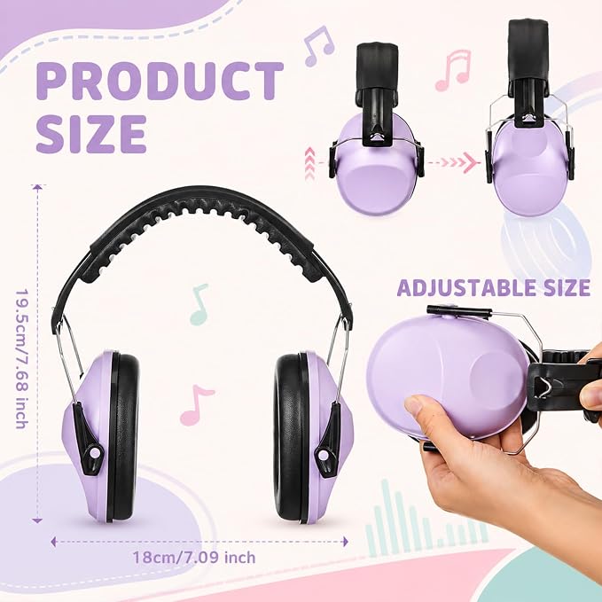 Amylove 12 Pcs Kids Ear Protection Noise Cancelling Headphones Ear Muffs Bulk 27db Adult Noise Reduction Hearing Earmuff (Universal Fit (kids & Adults),Sweet Style)