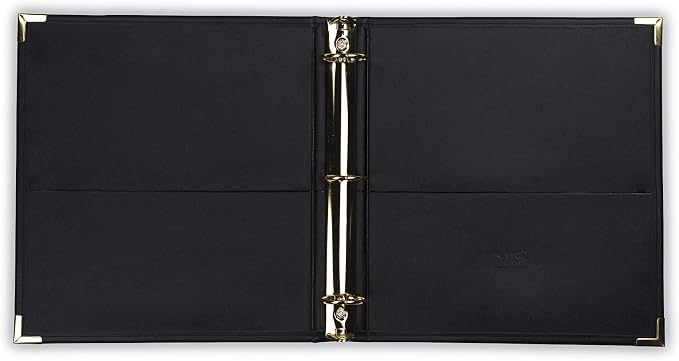 Samsill Classic Collection Leather 3 Ring Binder, Executive Presentation Portfolio, 1.5 Inch (Holds 325 Sheets), Brass Round Ring, Black