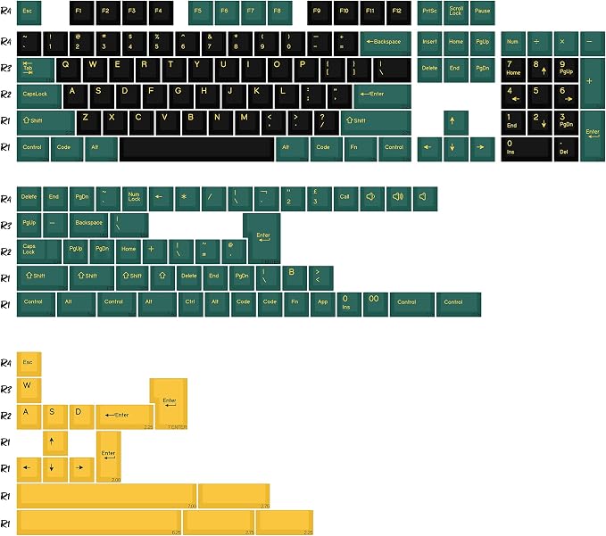 MarrsGreen PBT Double Shot Keycap Set,176 Keys Dark Green Custom Key Cap Keycaps 60 Percent Cherry Profile Keycaps for 61/64/68/84/87/100/104/108 Mechanical Keyboard