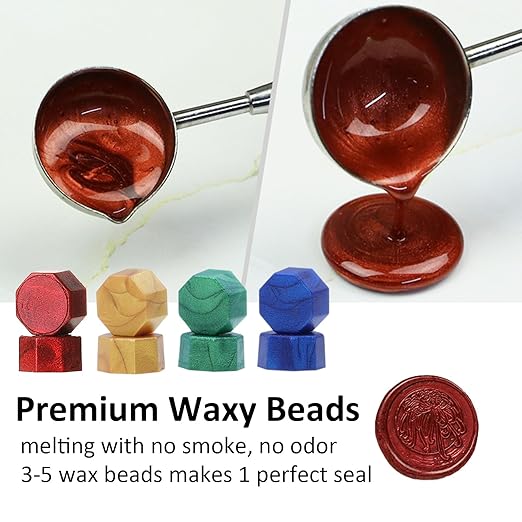 Letter Wax Seal Stamp Kit - Initial Alphabet D Stamp Head 2pcs, Vintage Monogram Stamps Wax Seal Kit with 200pcs Assorted Sealing Beads, Spoon, Metallic Gold Silver Pens